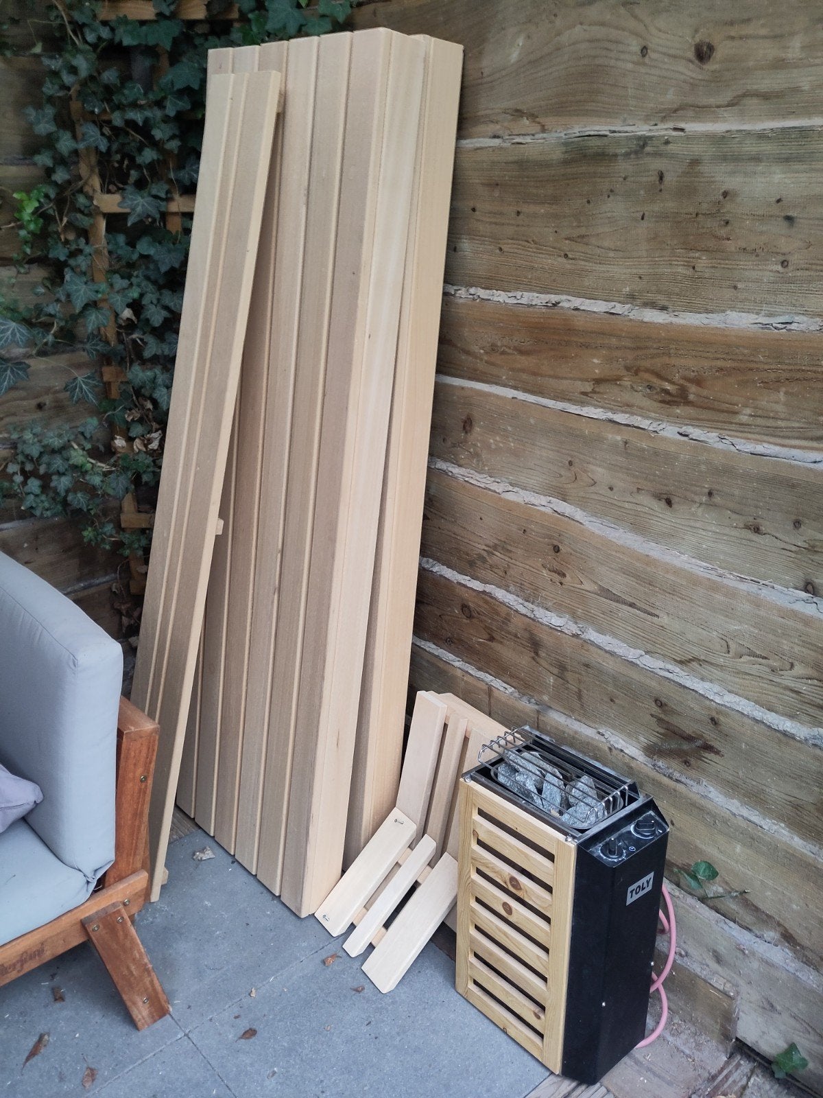 Complete sauna inboedel, Sport en Fitness, Ophalen, Gebruikt, Fins of Traditioneel, Complete sauna