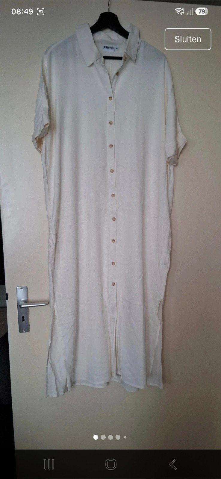 Bristol Jurk Maat 42 - Beige Linnen/Viscose, Ophalen, Beige, Maat 42/44 (L), Nieuw