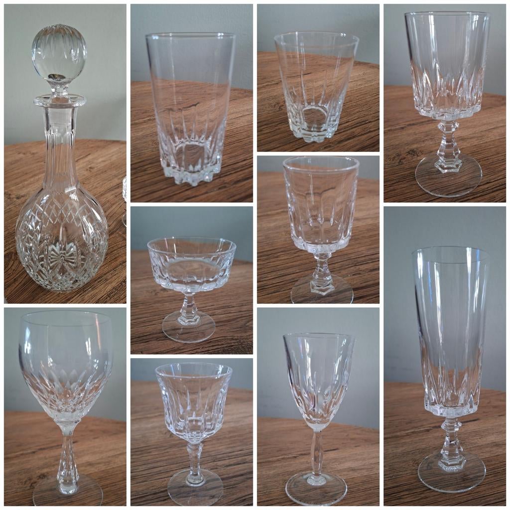 Prachtig Kristal Glas Servies - Diverse Glazen en Karaf, Ophalen
