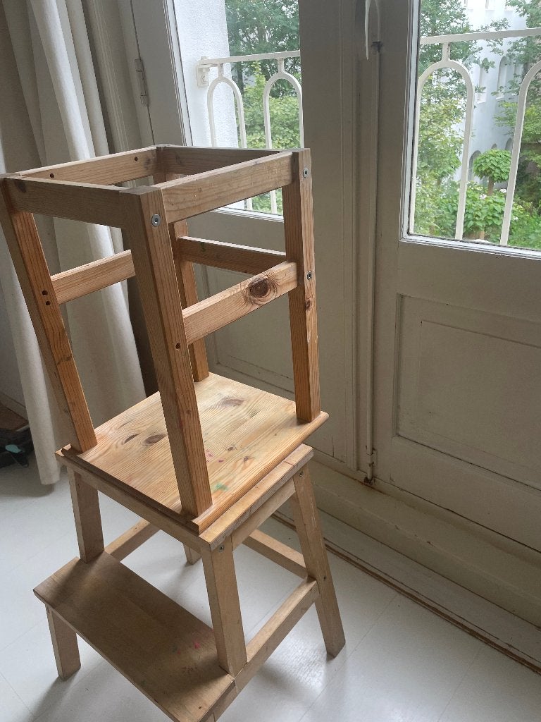 montessori leertoren (ikea hack), Ophalen, Gebruikt, Hout