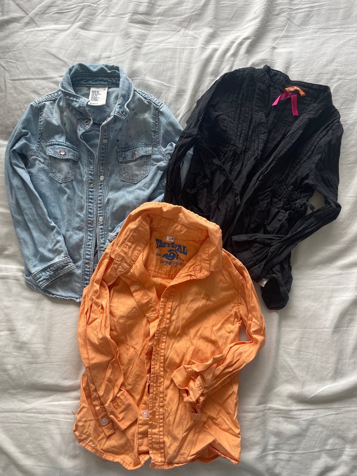Set van 3 Blouses voor Meisjes - H&M, Hema, Dutch Rose, Ophalen, Gebruikt, Meisje, Overhemd of Blouse