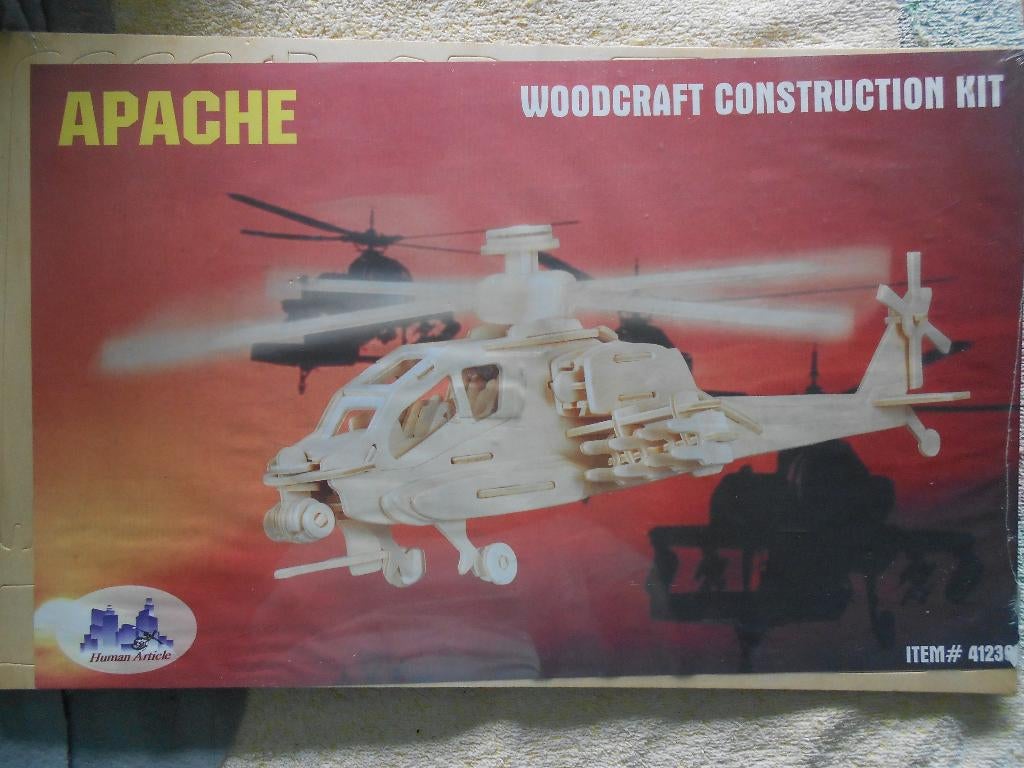APACHE woodcraft construction kit houten 3D puzzel, Ophalen, Voertuigen, Overige typen, Nieuw