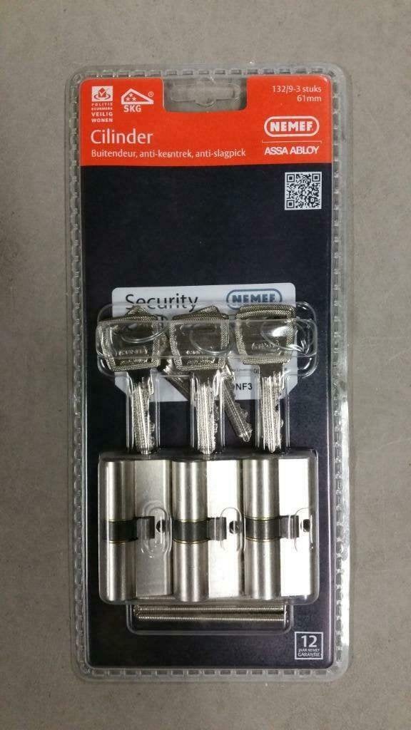 3x Nemef 132 cilindersloten sloten cilinders security, ., Nieuw, Ophalen of Verzenden, .