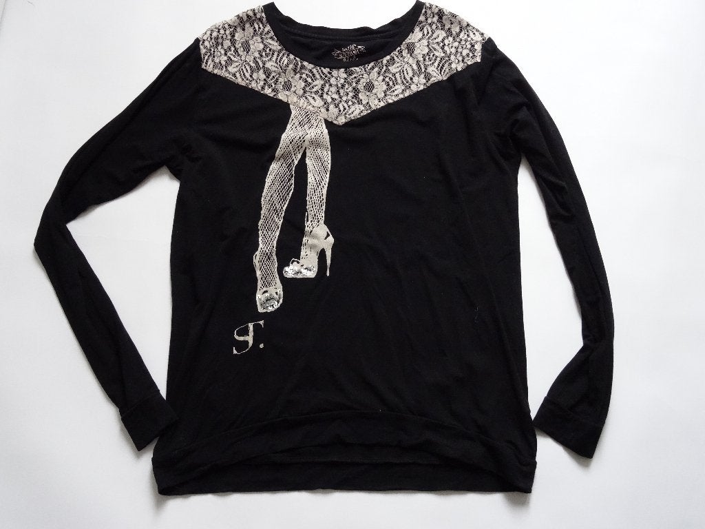 SUPERTRASH longsleeve zwarte met kant 176 als ~~nieuw~~, Verzenden, Zo goed als nieuw, Meisje, Shirt of Longsleeve