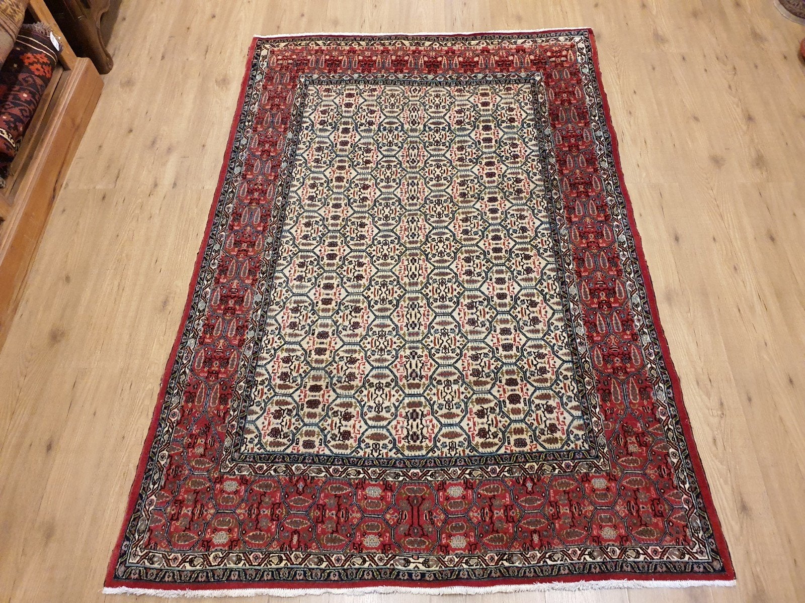 Vintage handgeknoopt perzisch tapijt bidjar 215x140, Info@SlatsAntiek.nl, Tweedehands, 100 tot 150 cm, Perzisch
