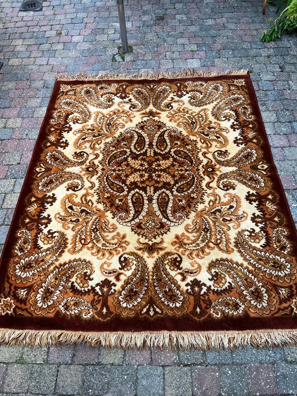 Vintage Tafelkleed met Oosters Patroon 118x181 cm, Ophalen, Gebruikt, 100 tot 150 cm, Bruin