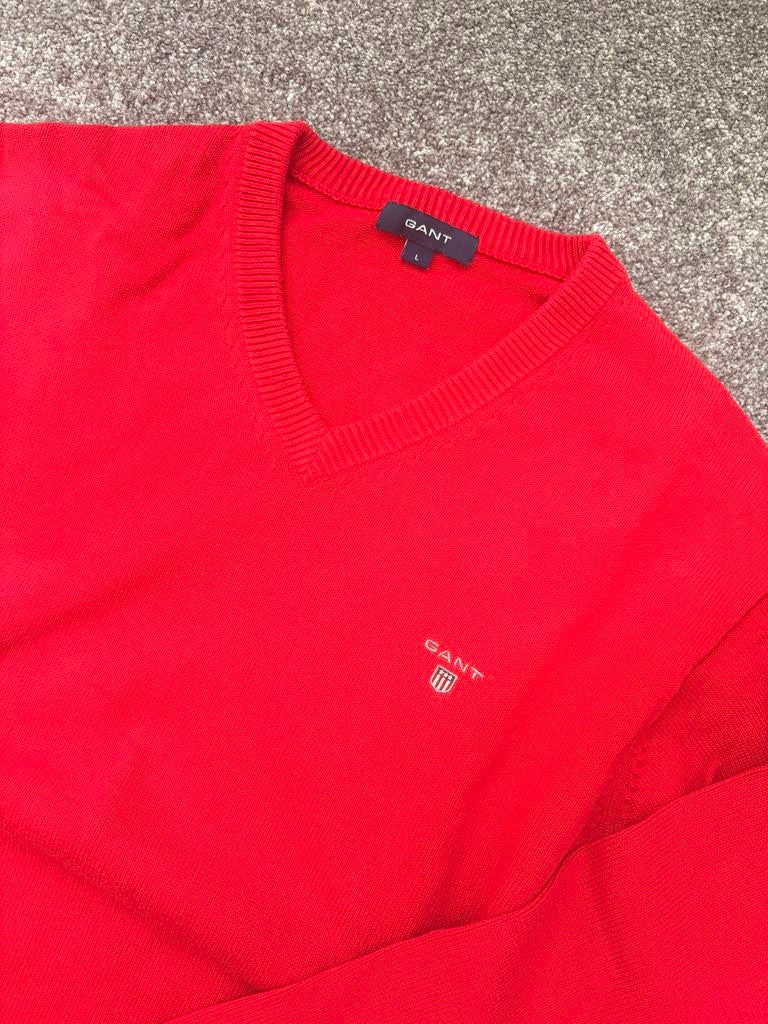 GANT V-hals trui rood maat L, Kleding | Heren, Truien en Vesten, Ophalen of Verzenden, Zo goed als nieuw, Maat 52/54 (L), Rood