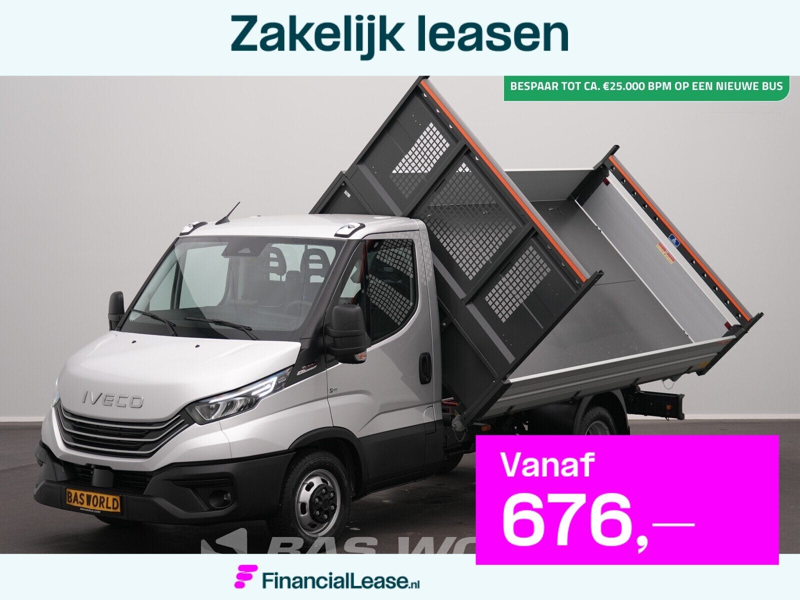 Iveco Daily 35C21 3.0L Automaat Driezijdige Kipper Dubbelluc, Automaat, Multifunctioneel stuurwiel, Stof, Euro 6