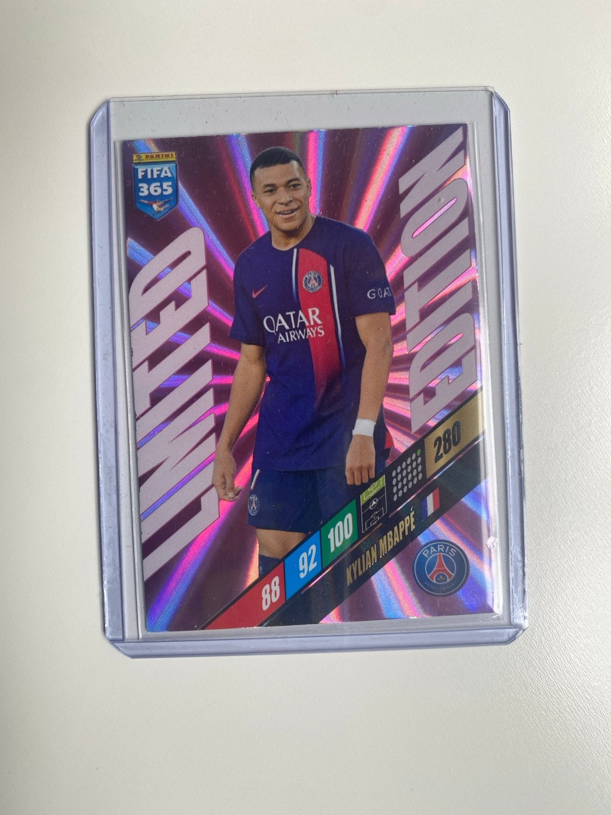 Kylian Mbappé Limited Edition FIFA 365 Adrenalyn XL 2024, Ophalen of Verzenden, Zo goed als nieuw, Buitenlandse clubs, Spelerskaart