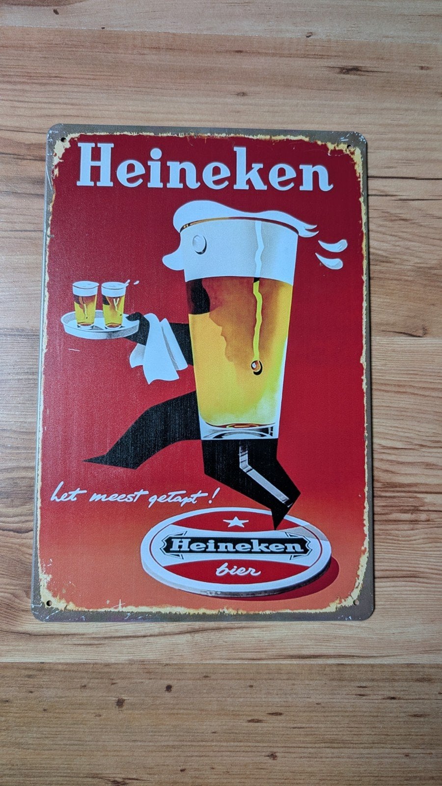 Heineken Reclamebord - Het Meest Getapt!, Ophalen of Verzenden, Zo goed als nieuw, Reclamebord