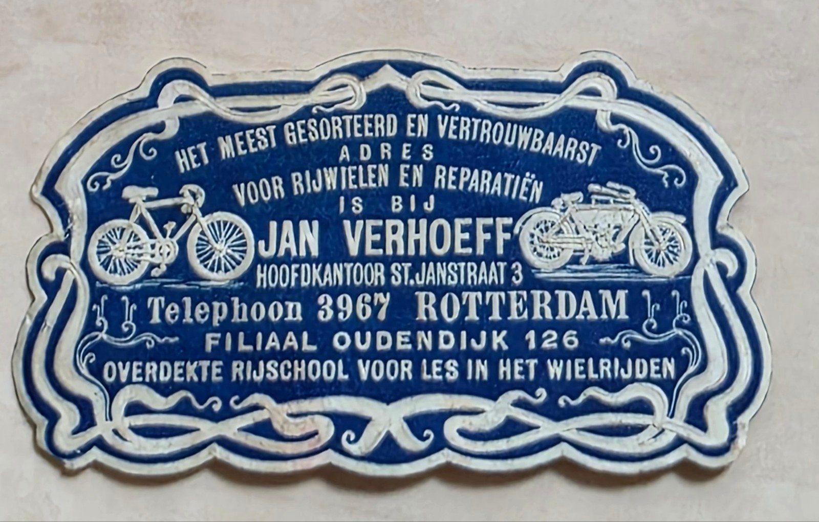 045) ORIGINELE SLUITZEGEL RIJWIELEN- MOTOR ROTTERDAM VERHOEF, Verzenden, Overige thema's
