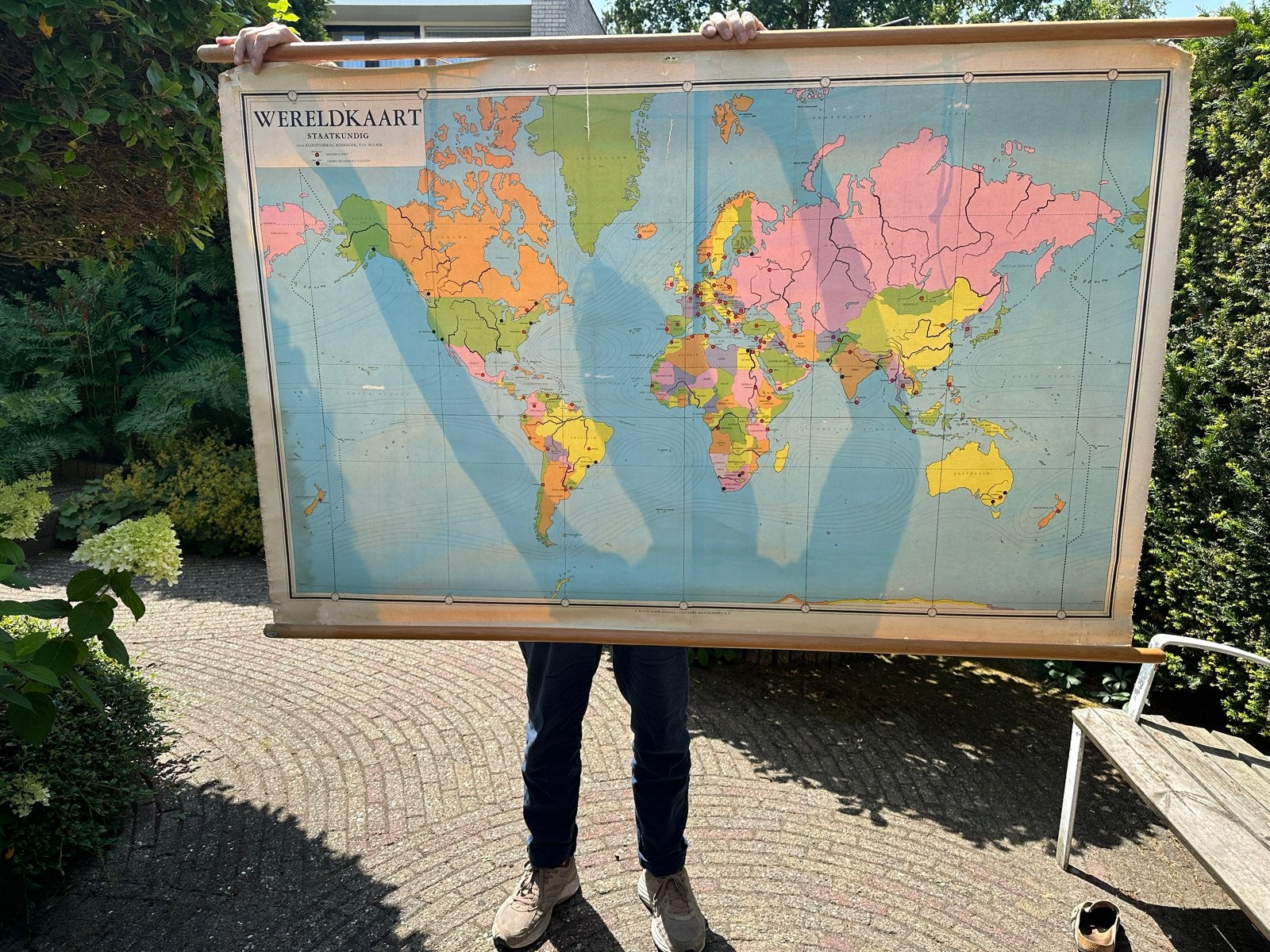 Vintage Wereldkaart - Staatkunig - Decoratieve Wandkaart, Ophalen, 1800 tot 2000, Wereld, Landkaart