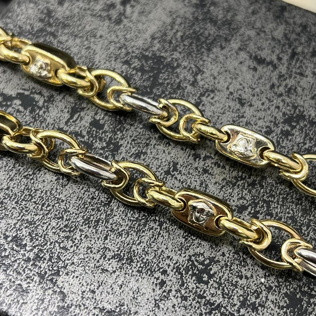 14k gouden ketting versace schakel monte carlo heren, Ophalen of Verzenden, Zo goed als nieuw, Goud