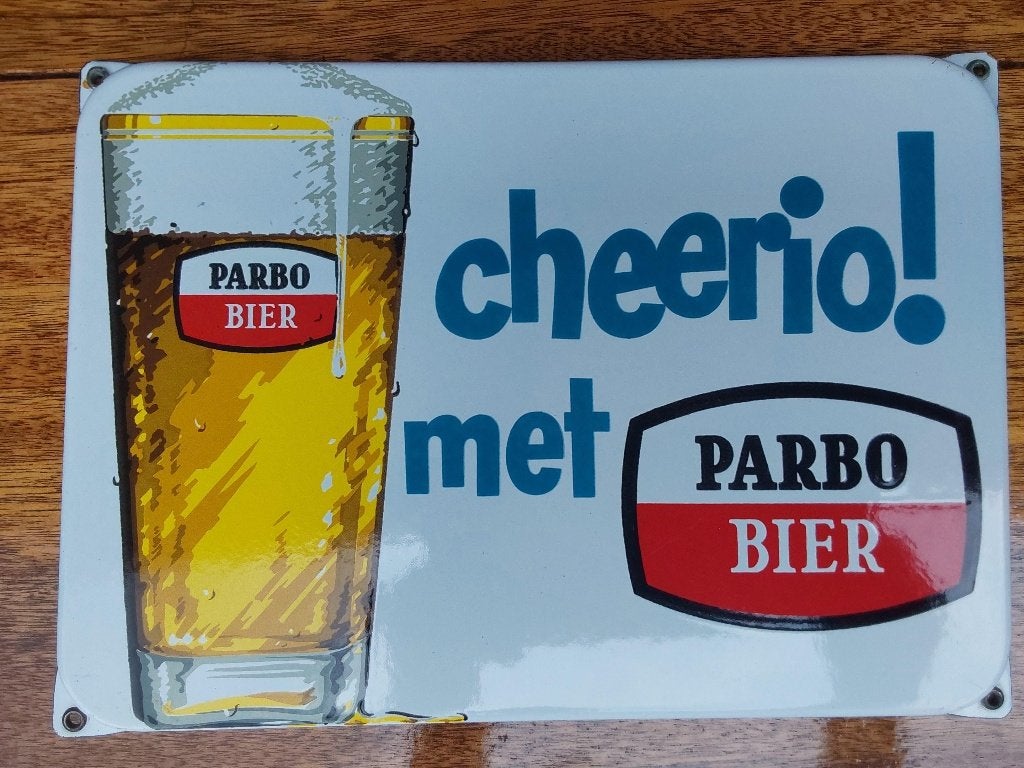 Emaille Reclamebord Bord PARBO BIER, Verzamelen, Merken en Reclamevoorwerpen, Ophalen of Verzenden, Zo goed als nieuw, Reclamebord