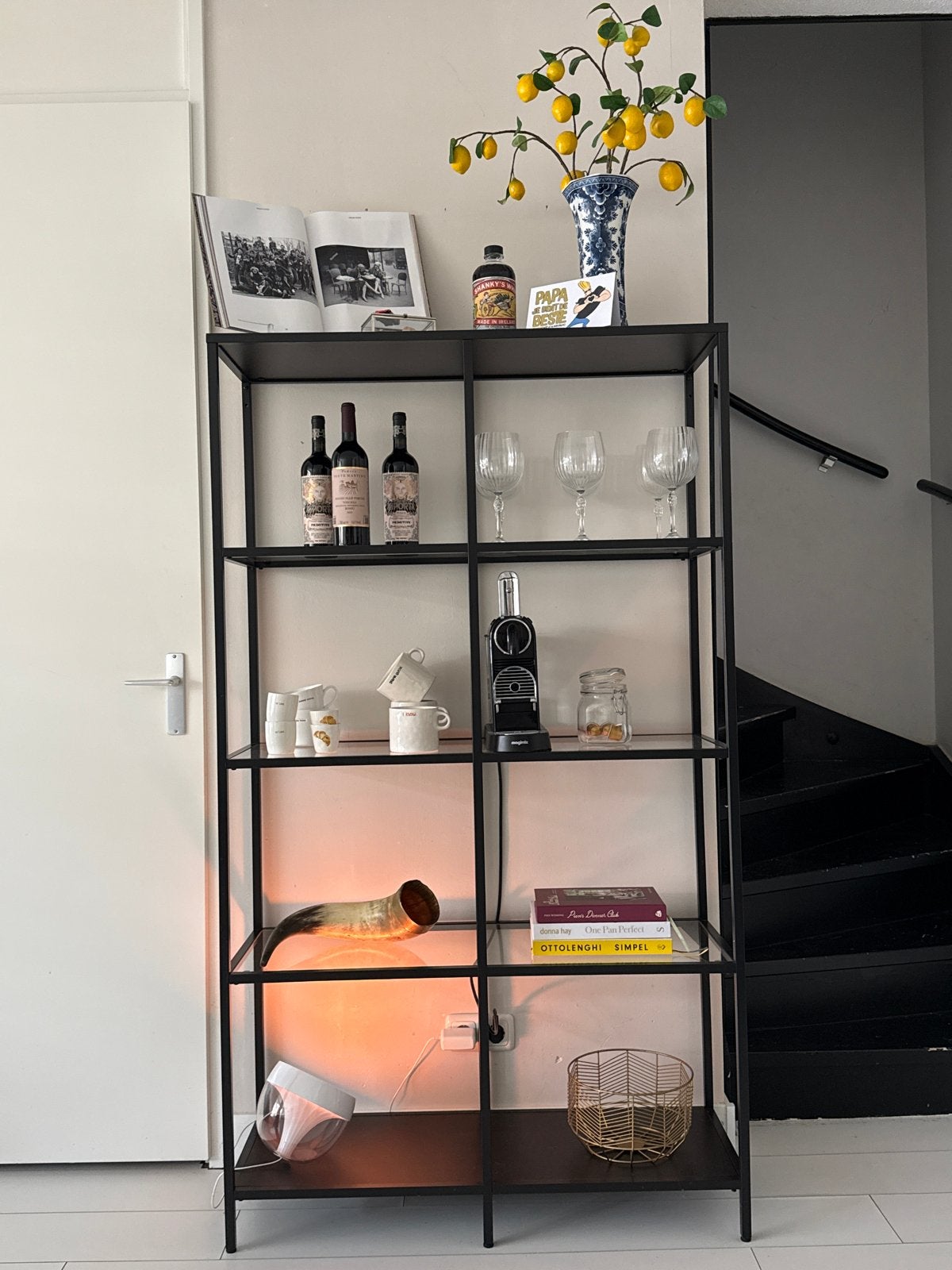 IKEA stellingkast zwart metaal – 174x100 cm, Ophalen, Zo goed als nieuw