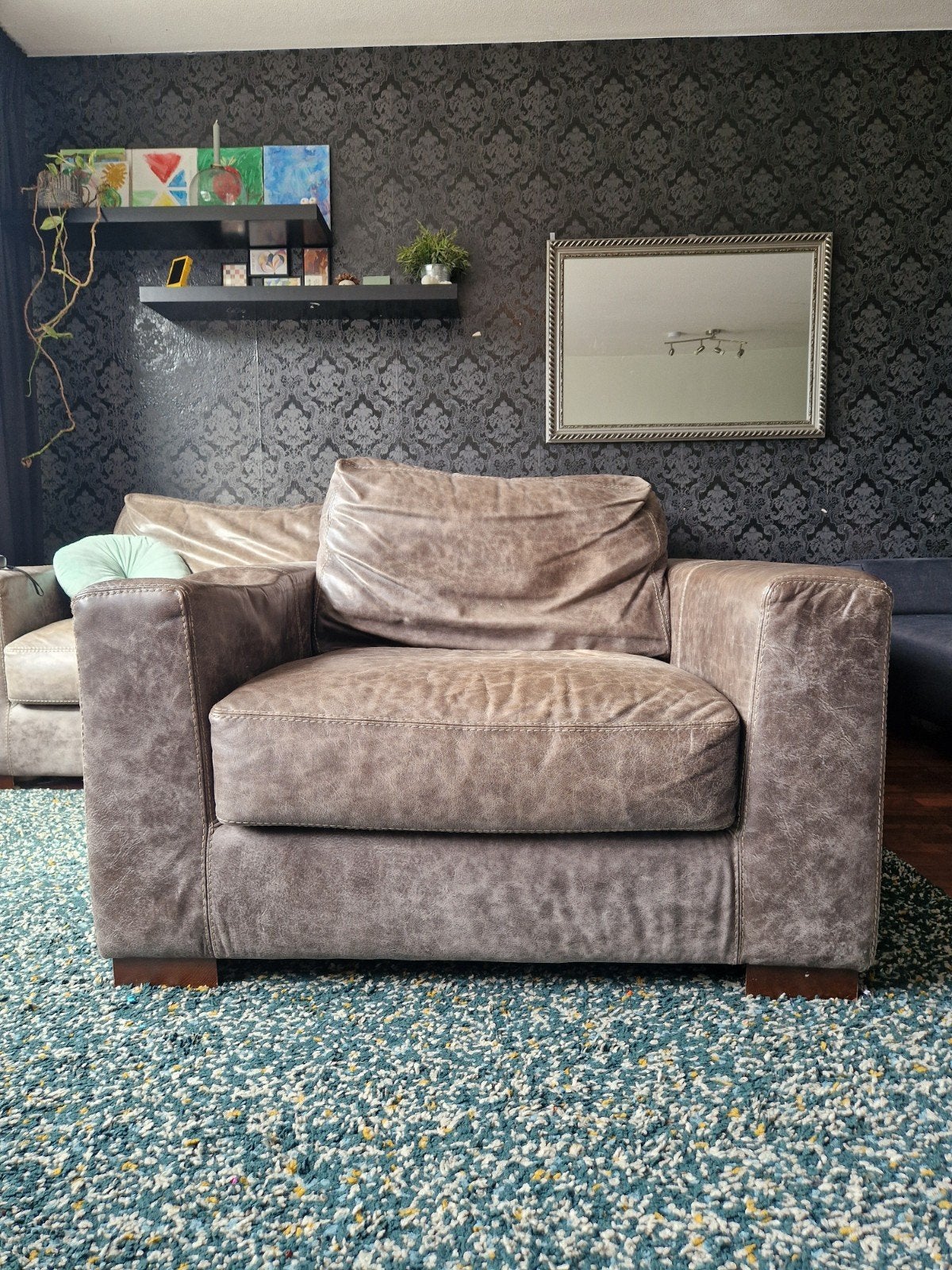 Moet snel weg! Loveseat, leer, van Het Anker., Huis en Inrichting, Ophalen, Gebruikt, Leer, Minder dan 150 cm