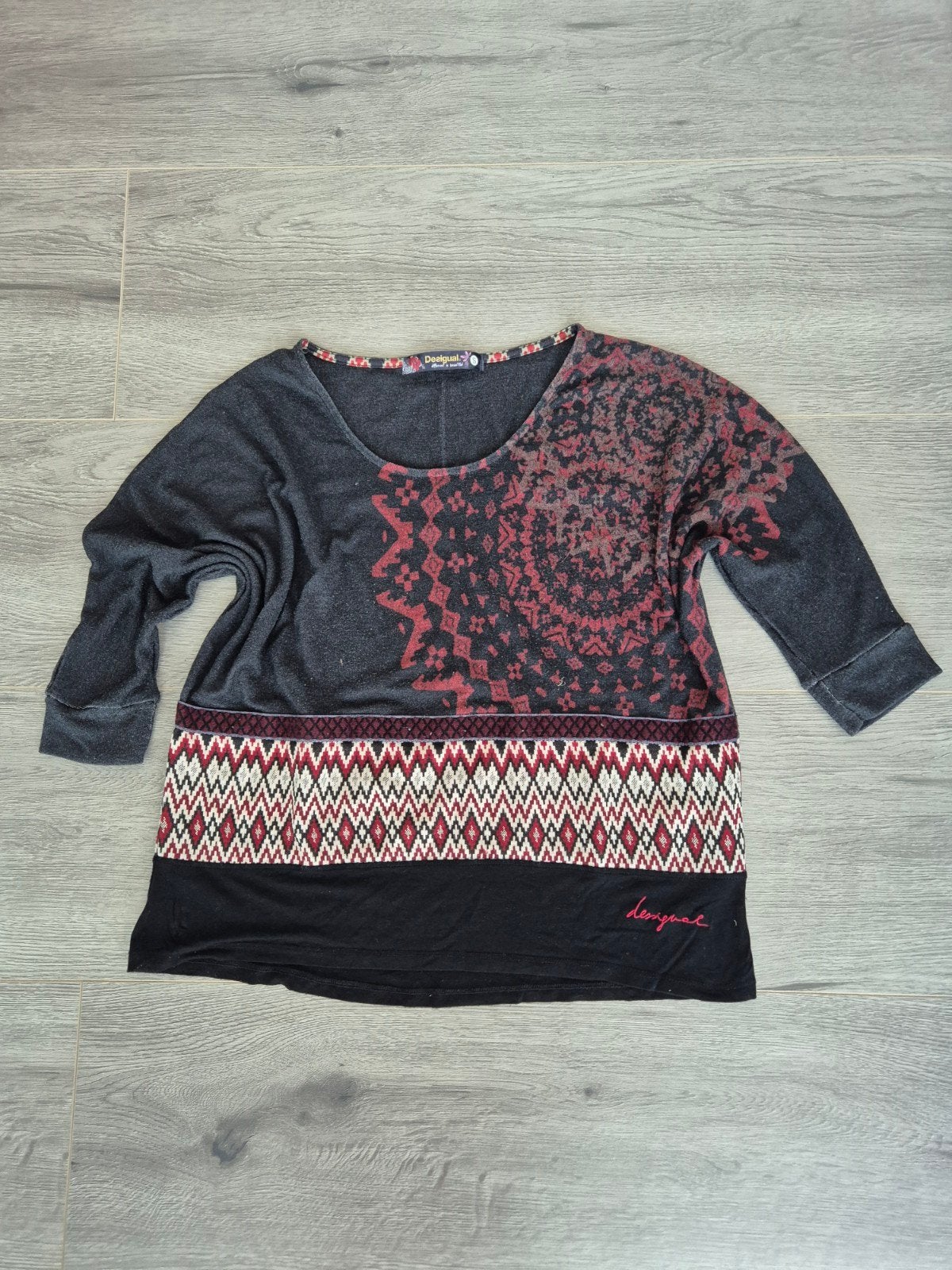 Desigual Dames Top / Dunne Trui Etnische Print – Maat S, Kleding | Dames, Truien en Vesten, Ophalen of Verzenden, Grijs, Gedragen