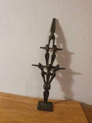 Fraai brons beeld JOHN BIER 7 ACROBATEN HOOG 34 CM, Antiek en Kunst, Ophalen