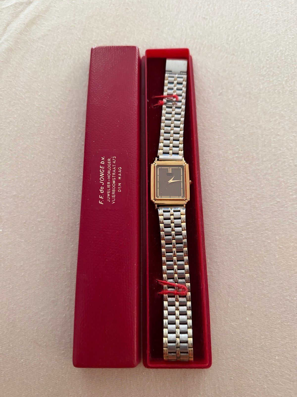 Vintage Seiko Quartz Horloge Goud/Zilver met Doosje, Sieraden, Tassen en Uiterlijk, Horloges | Heren, Gebruikt, Staal, Polshorloge