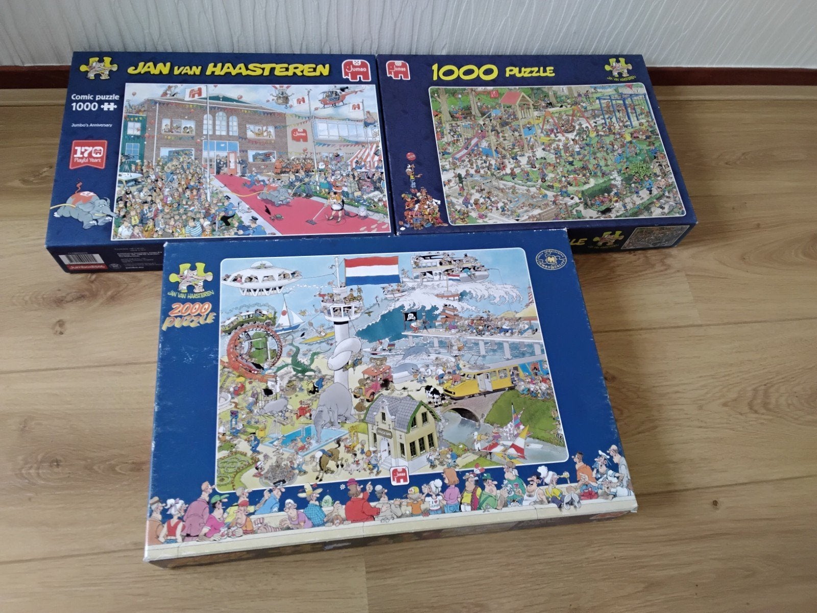 2x1000 en 1x 2000 puzzels van Jan van Haasteren, Ophalen of Verzenden, Meer dan 1500 stukjes, Zo goed als nieuw