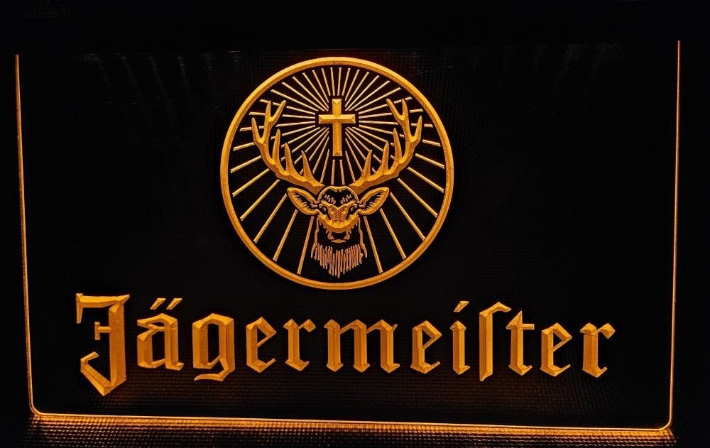 Jagermeister oranje led reclame ledlamp wanddeco decoratie, Reclamebord, Info@deconoord.nl, Deco Noord, Nieuw