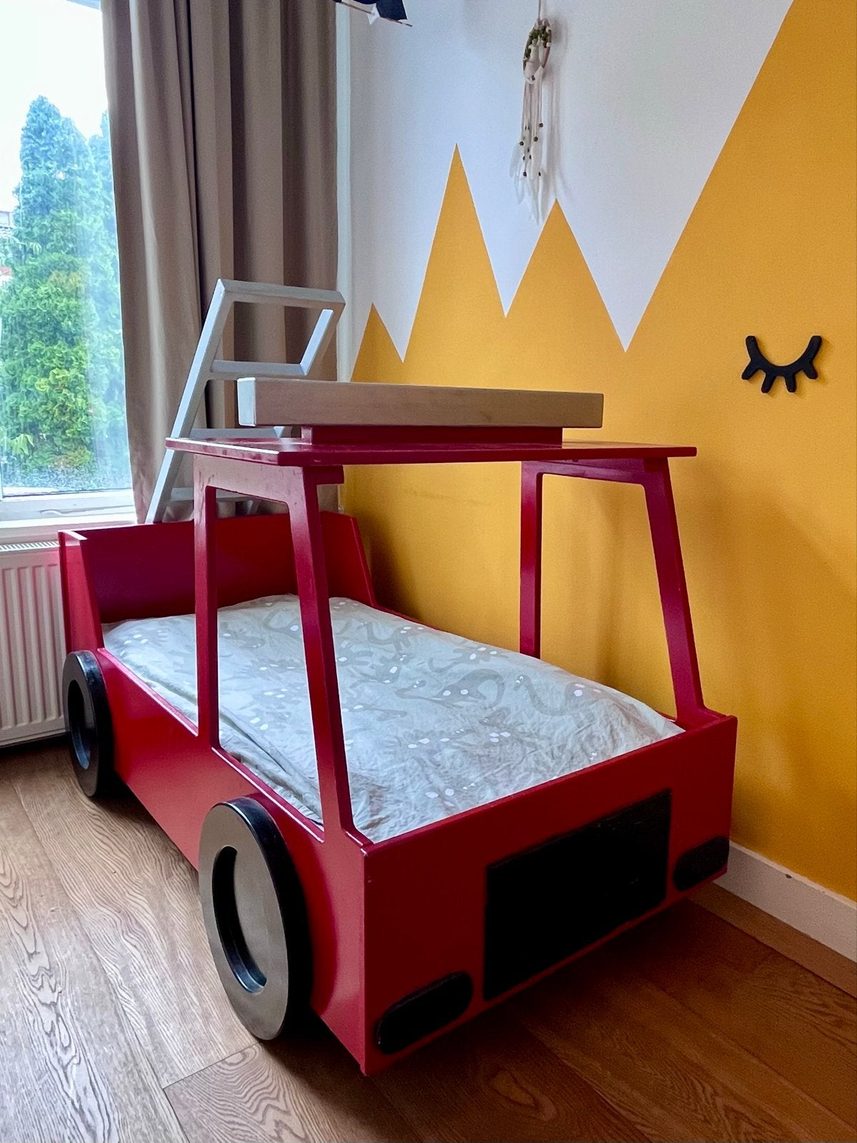 Houten Brandweerbed incl Lattenbodem 150x70, Kinderen en Baby's, Kinderkamer | Bedden, Ophalen, 70 tot 85 cm, Zo goed als nieuw