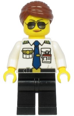 LEGO City cty1189 Pilot - Female, Reddish Brown Hair, White, City, Lego, Nieuw, Ophalen of Verzenden