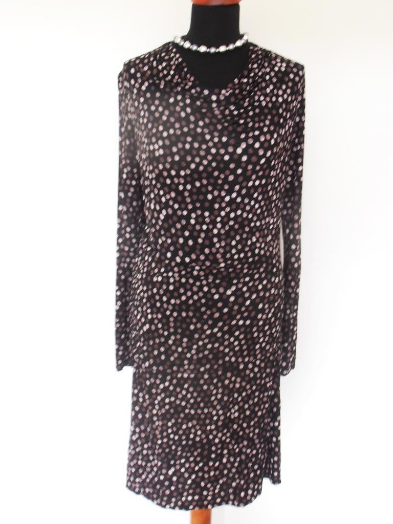 Liu Jo - prachtige zwart bruin ecru polkadot jurk - 40, Maat 38/40 (M), Overige kleuren, Verzenden, Liu Jo