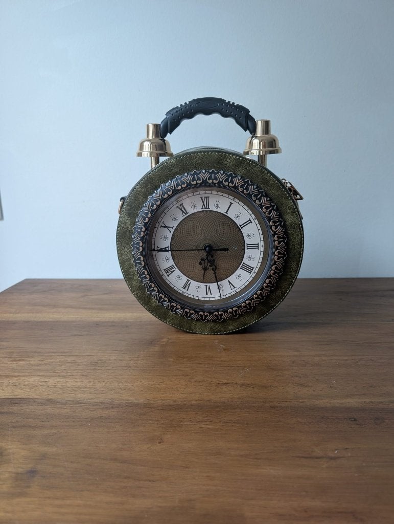 Werkende klok schoudertas | Groene steampunk | Arianna Dini, Vintage, Analoog, Werkt op batterijen, Ophalen of Verzenden