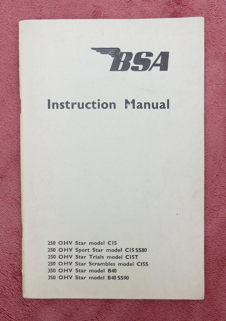 BSA instruction manual. C15 en B40, Ophalen of Verzenden, Overige merken