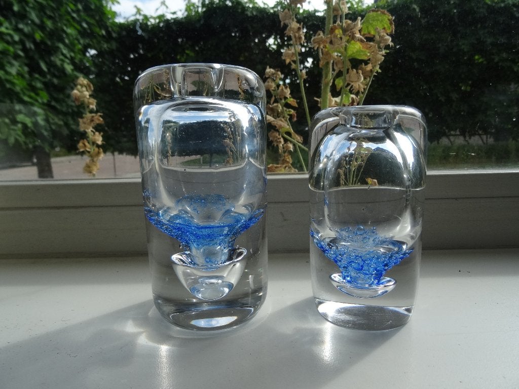 2x Oude Meydam vaas Leerdam glas serica, Antiek en Kunst, Ophalen