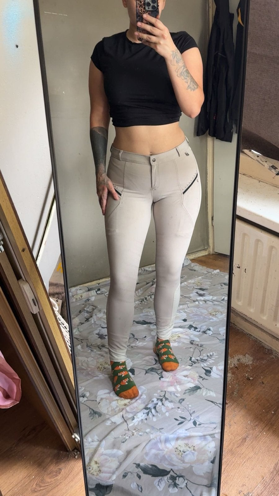 Beige rijbroek QHP, Dieren en Toebehoren, Paardrijkleding, Ophalen of Verzenden, Zo goed als nieuw, Dressuur, M