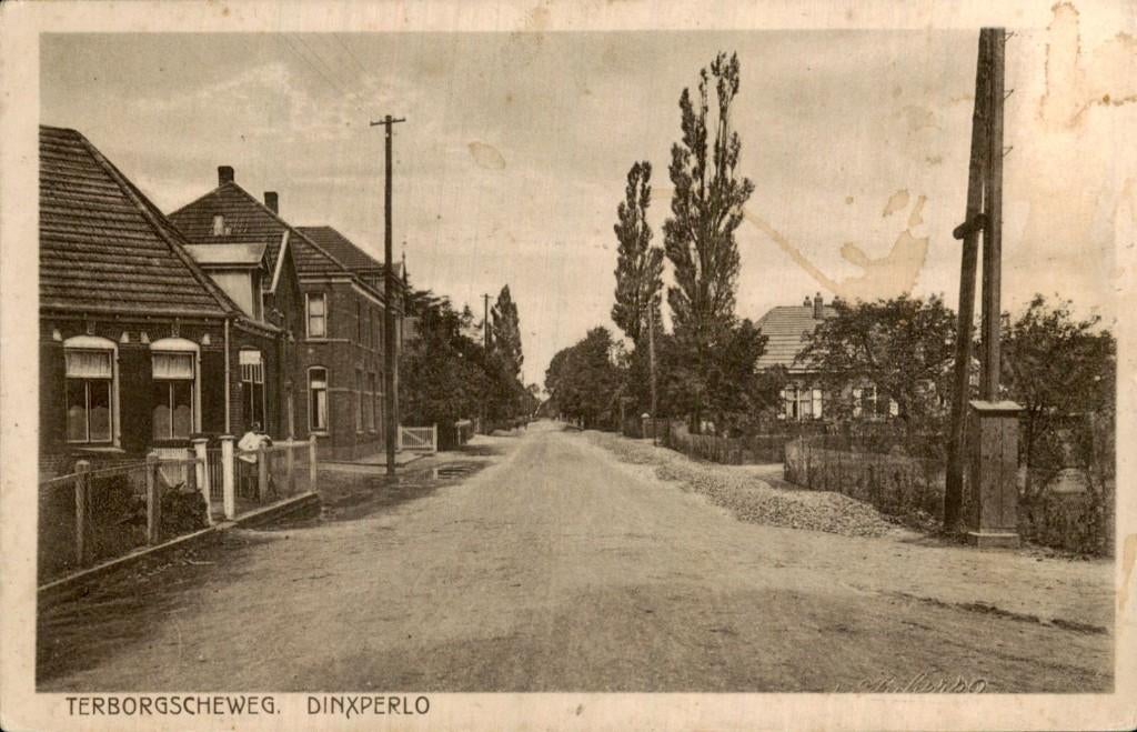 Dinxperlo - Terborgscheweg - Straatzicht, Ophalen of Verzenden, 1920 tot 1940, Ongelopen, Gelderland