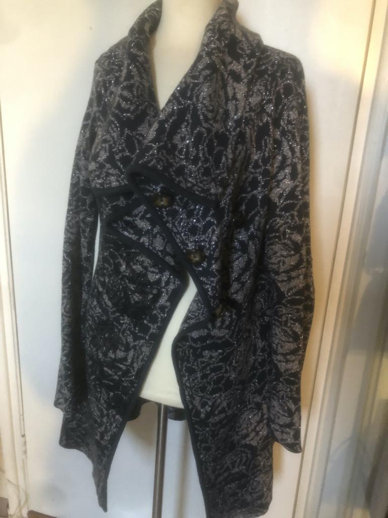 DIDI tricot jas/blazer in grijs/blauw met zilver maat M, Kleding | Dames, Jassen | Winter, Maat 38/40 (M), Overige kleuren, Didi