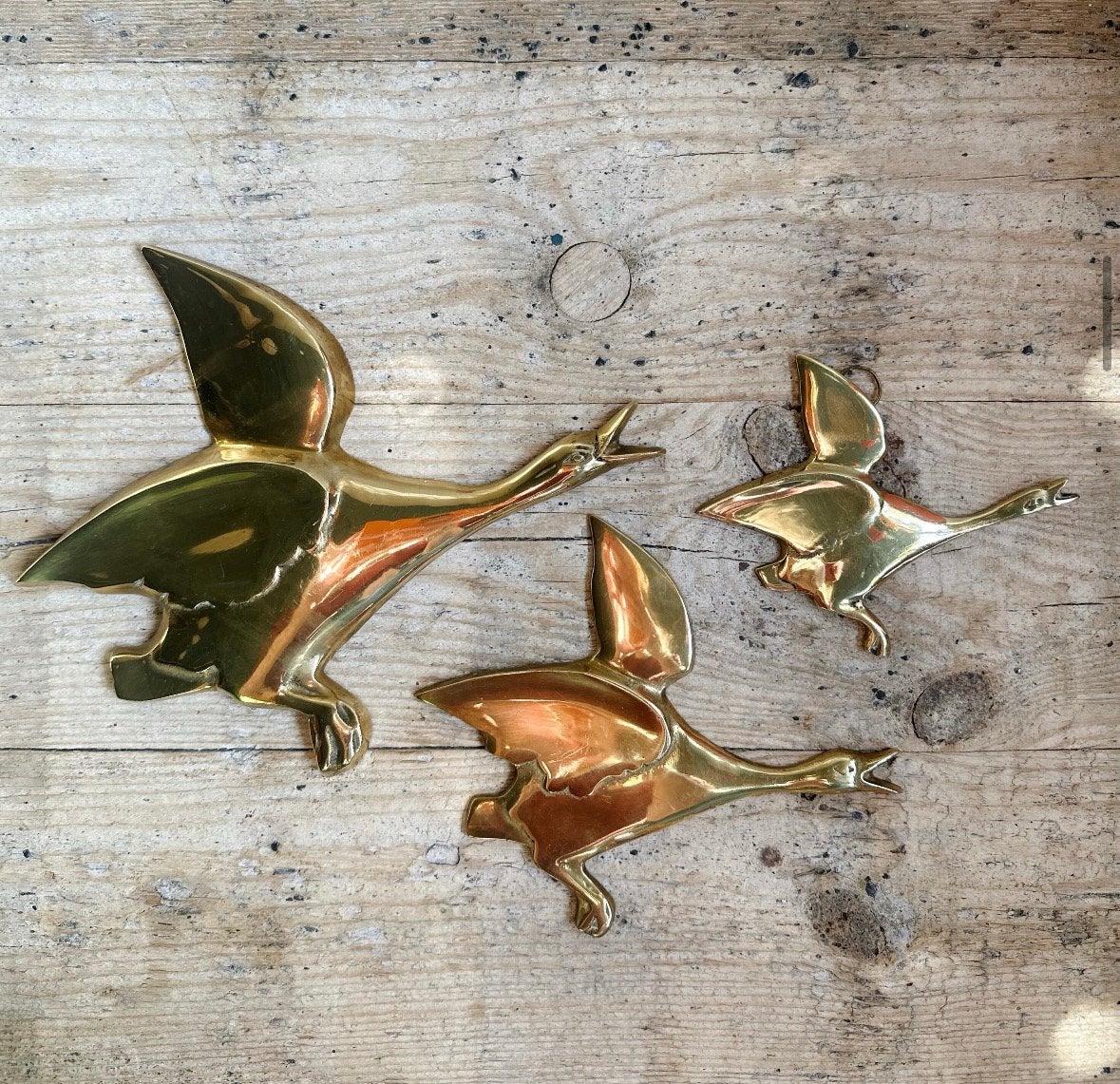 Vintage messing wand vogels set van 3, Ophalen of Verzenden