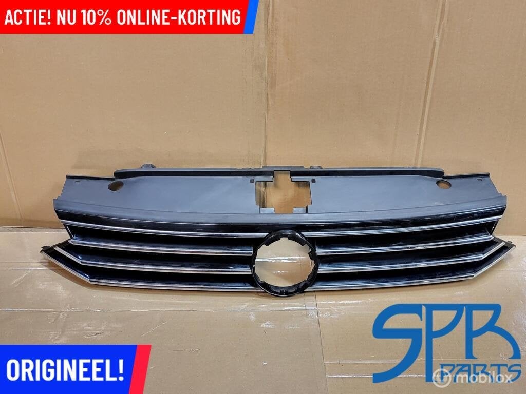 VW PASSAT B8 3G 2015-2018 GRILLE CHROOM GRILL GEBR REPARATIE, Gebruikt, VOLKSWAGEN, Volkswagen, Ophalen of Verzenden