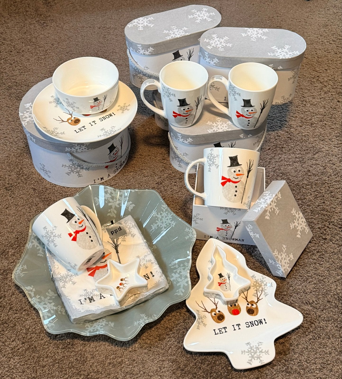 Kerstservies met vrolijke sneeuwpop motieven - nieuw!, Diversen, Ophalen of Verzenden, Nieuw