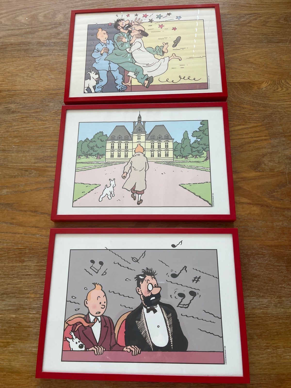 Ingelijste prenten van Kuifje - Set van 3, Ophalen, 1950 - 1999, Overige technieken, Ingelijst