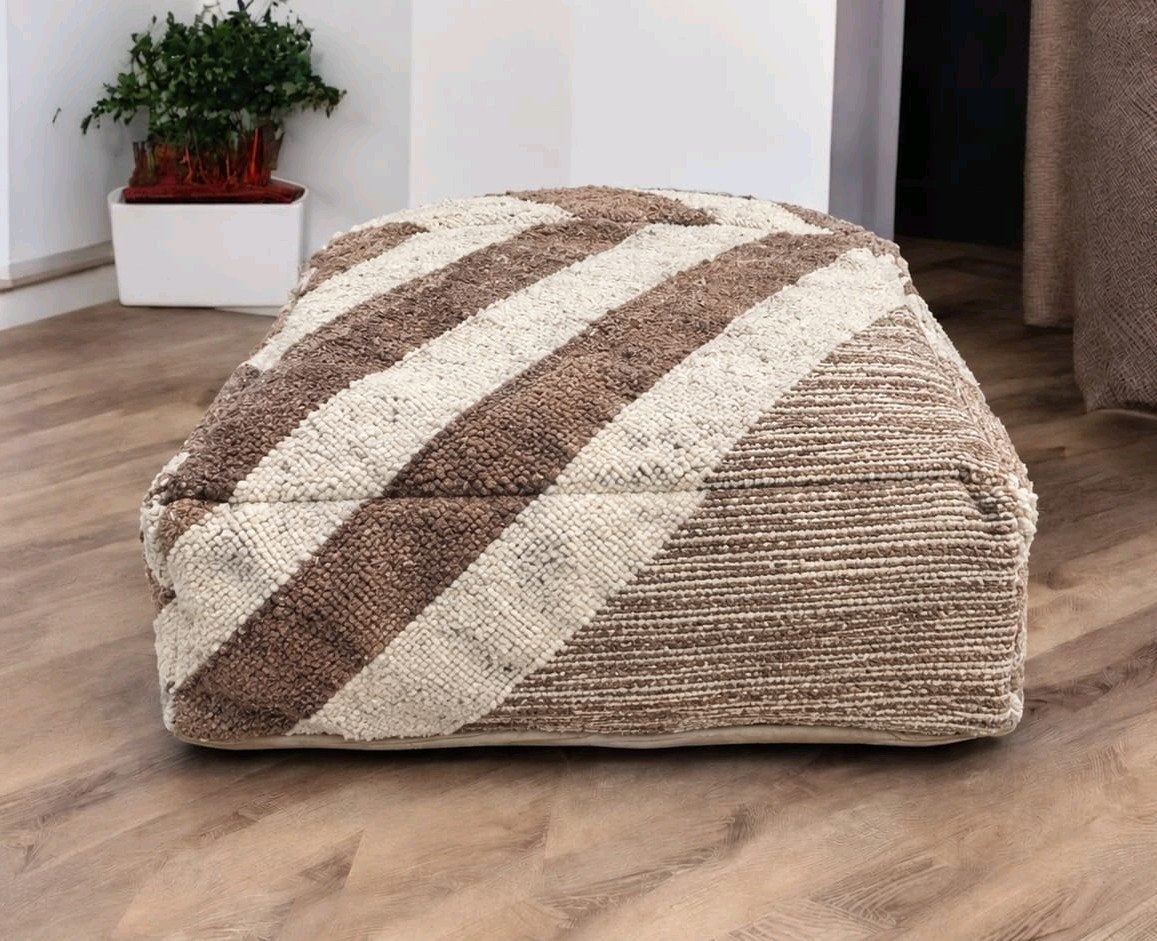 kelim berber poef Bruin/beige gestreept, Overige merken, Bruin, Verzenden, Vierkant