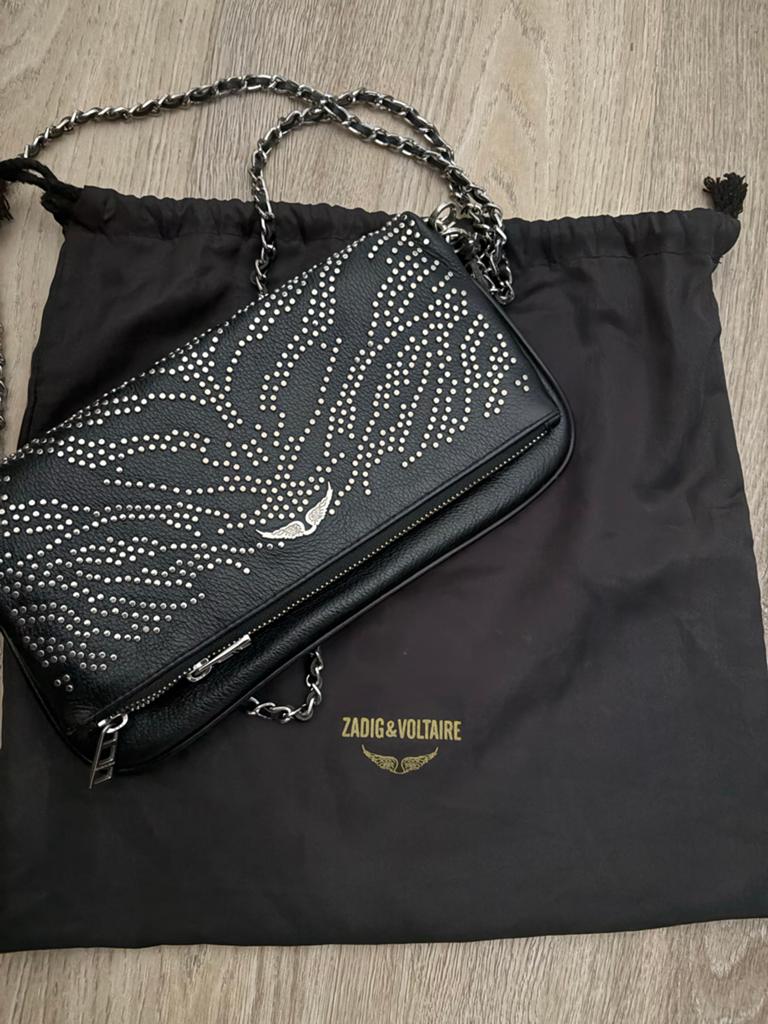 Zadig & Voltaire Rock Nano Studs Schoudertasje Zwart, Sieraden, Tassen en Uiterlijk, Tassen | Damestassen, Gebruikt, Schoudertasje