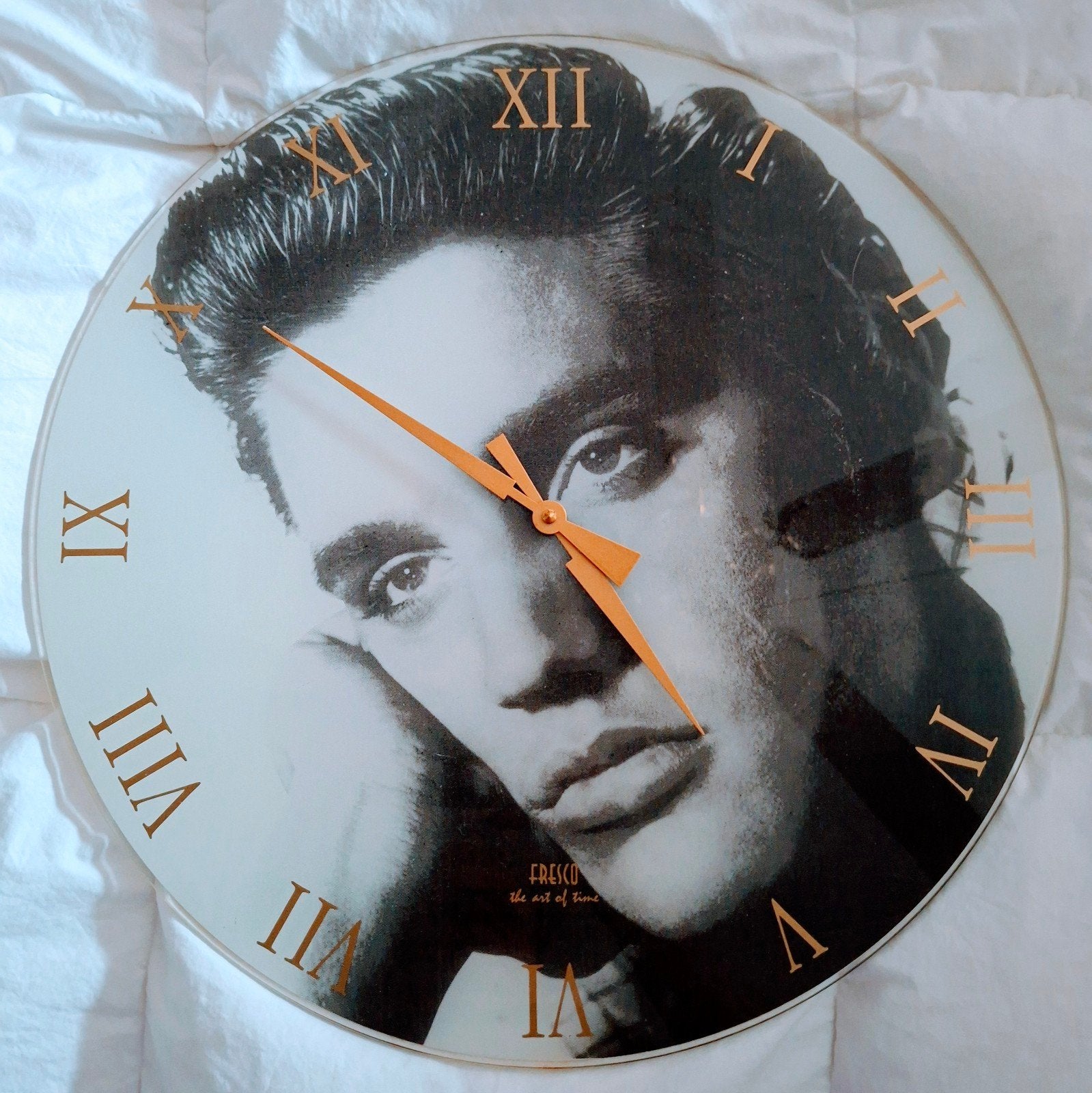 Glazen Klok met Elvis Presley Afbeelding - Uniek Item, Ophalen, Wandklok