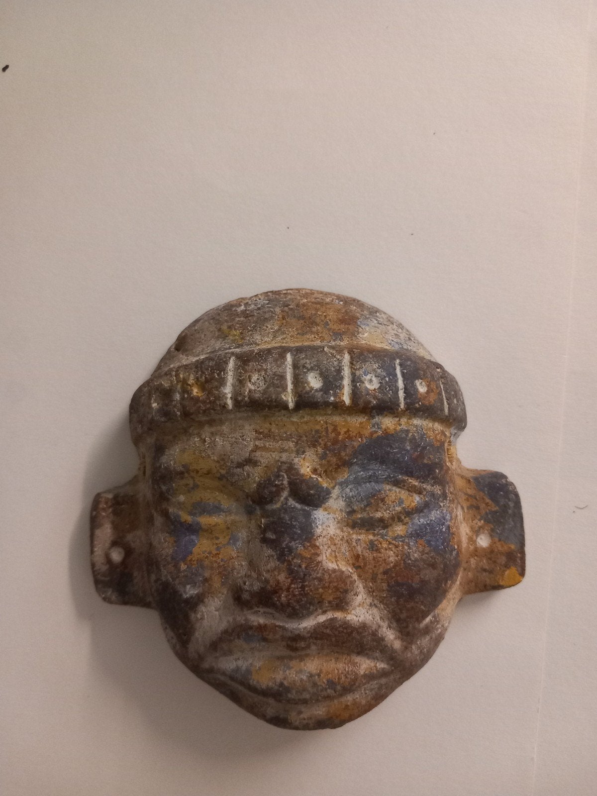 Zuid-Amerikaans masker, mogelijk pre-Columbiaans, Steen/keramiek, Masker, Ophalen of Verzenden, Meerkleurig