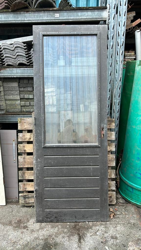 Keukendeur hardhout, Gebruikt, Ophalen of Verzenden, 200 tot 215 cm, Glas