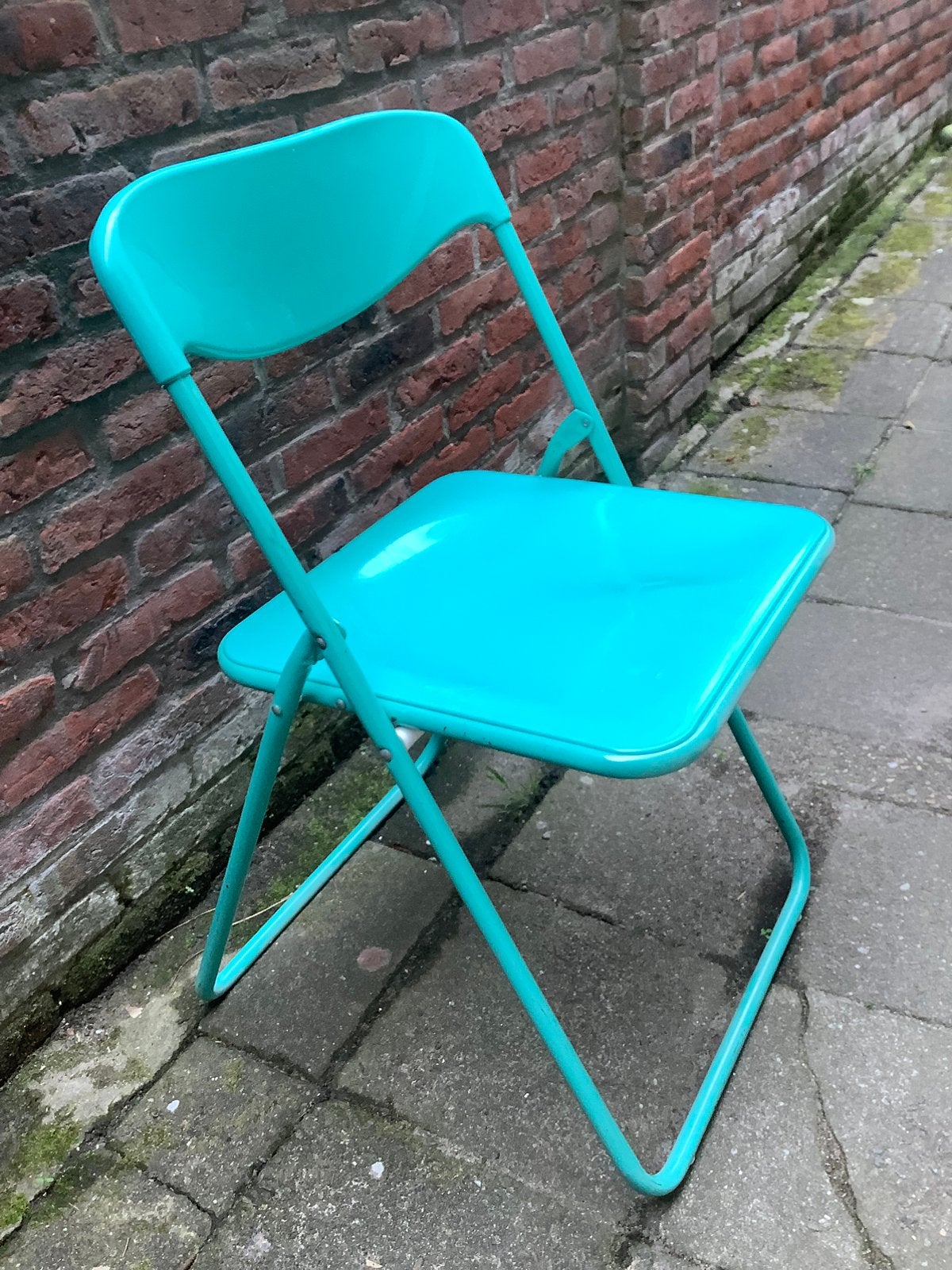 Vintage mintgroene klapstoel, Ophalen, Gebruikt, Eén