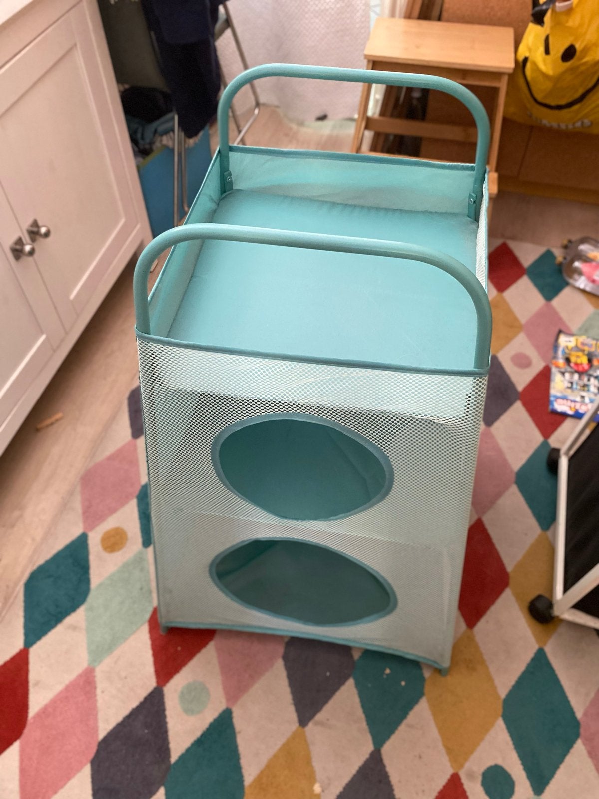 IKEA wasmand/opberger met 2 vakken - Turquoise, Ophalen of Verzenden, Zo goed als nieuw