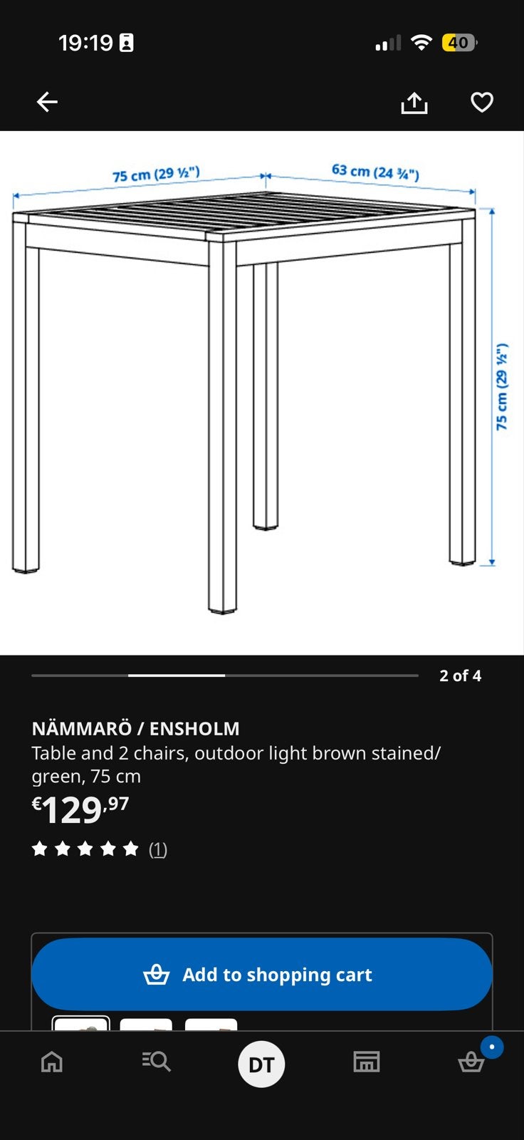 IKEA NÄMMARÖ / ENSHOLM Table only, Eettafel, Zo goed als nieuw, Tuinset, Hout