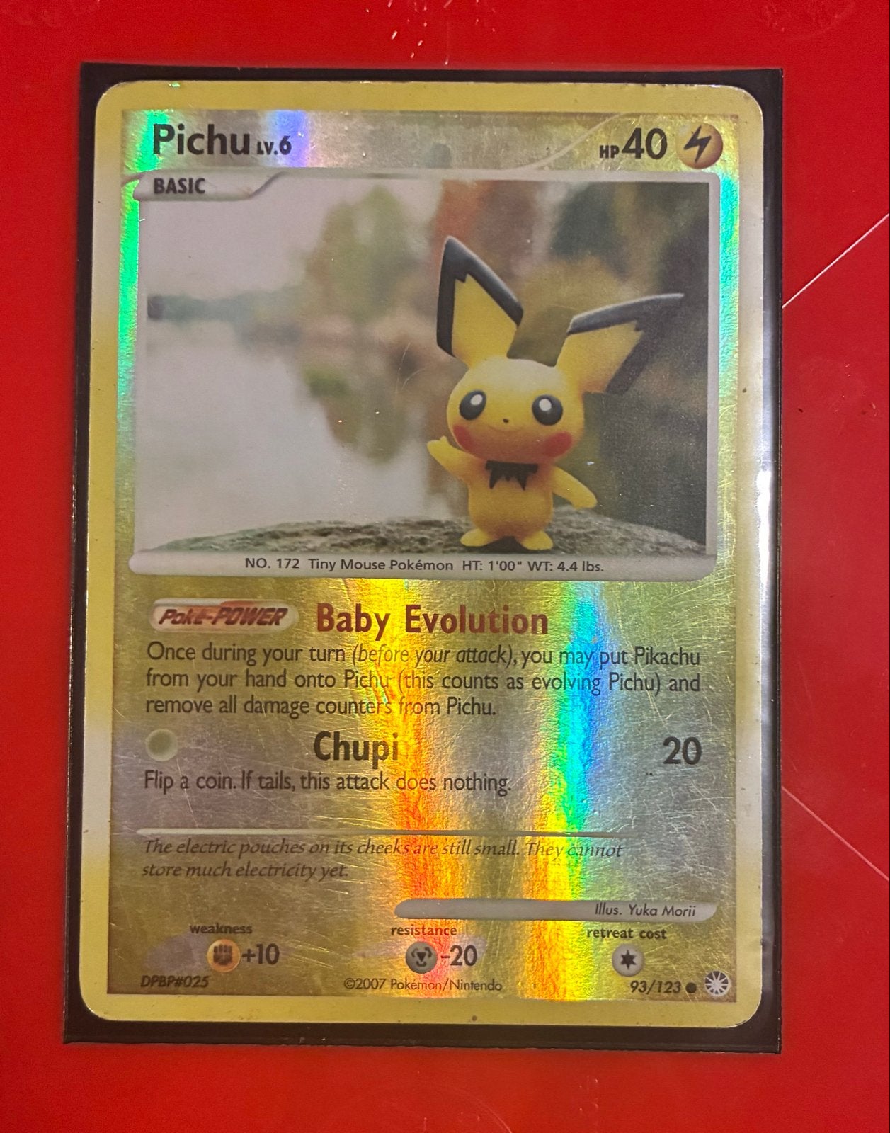 Pichu Pokémon kaart - Holo - DPBP#025, Ophalen of Verzenden, Gebruikt, Losse kaart, Foil