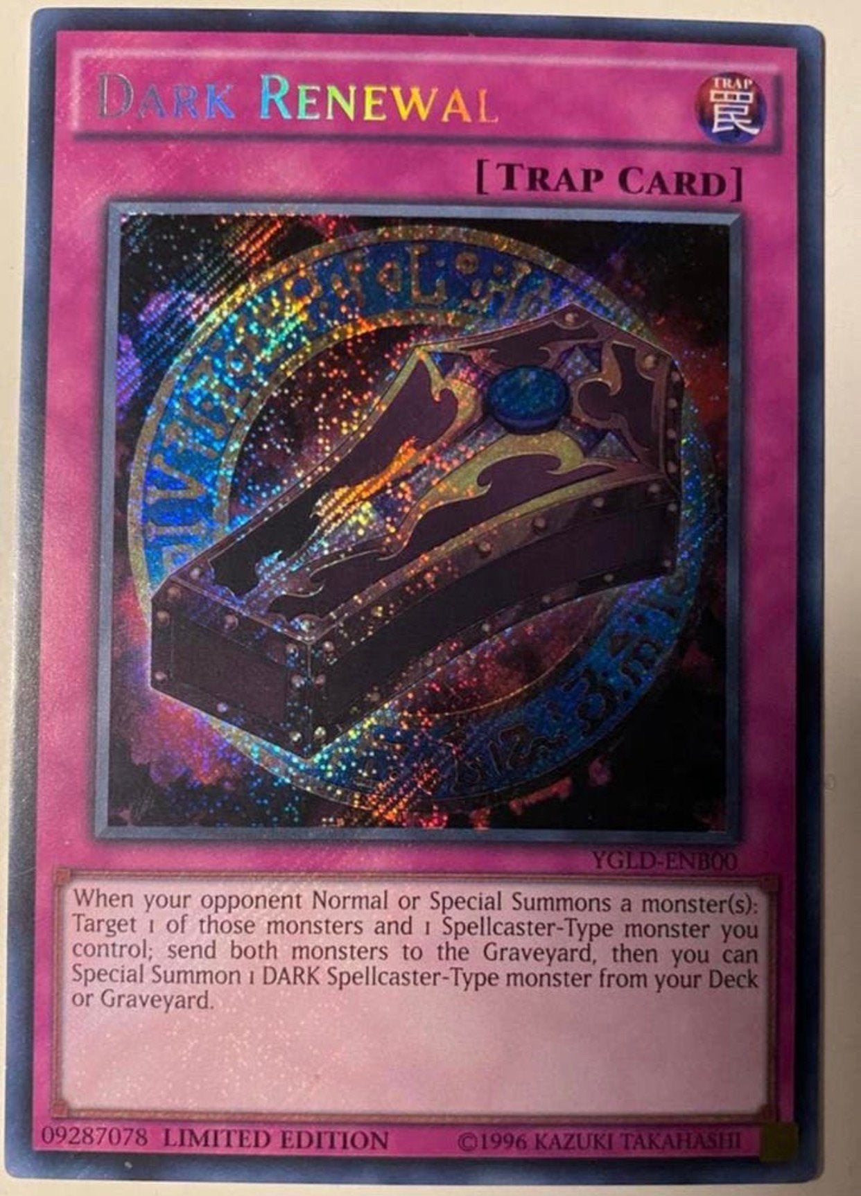 Yu-Gi-Oh! Dark Renewal YGLD 1996 Print !, Ophalen of Verzenden, Zo goed als nieuw, Losse kaart, Foil