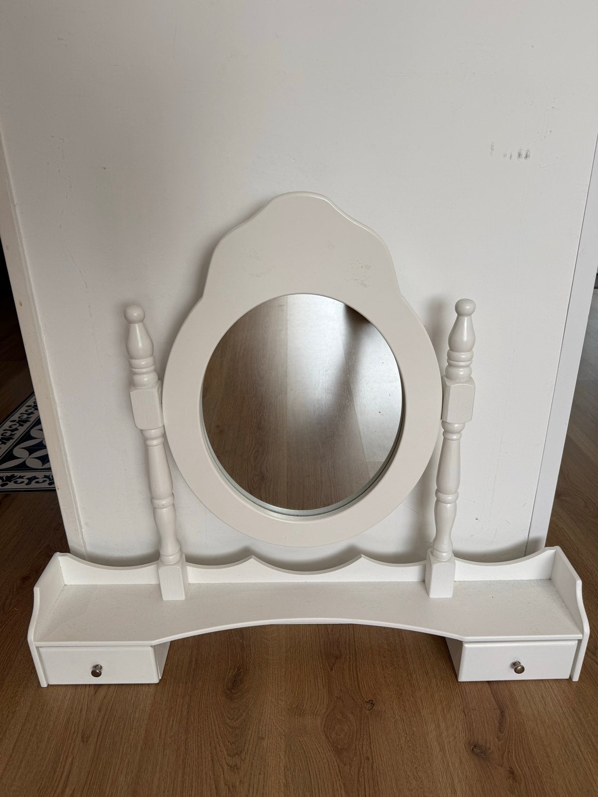 Witte kaptafel spiegel met lades, Huis en Inrichting, Tafels | Kaptafels, Ophalen, Gebruikt, 50 tot 100 cm, Minder dan 100 cm