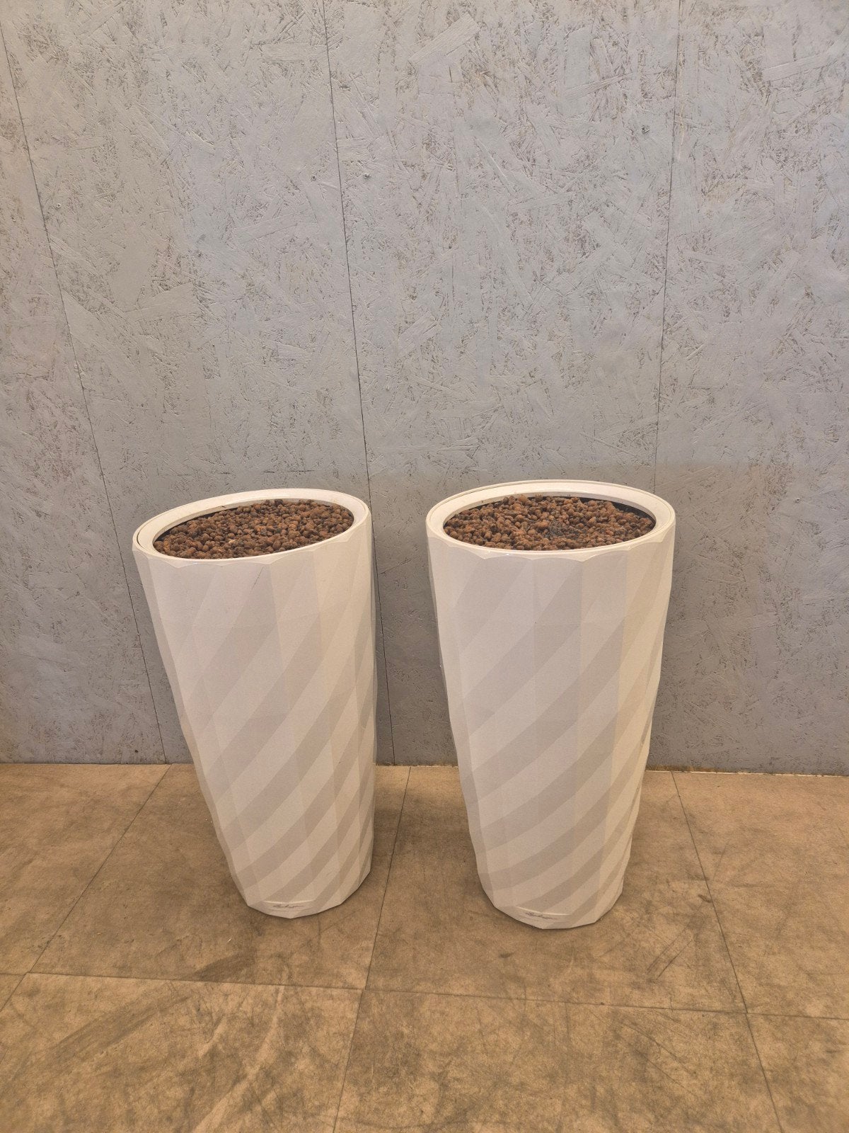 2x LECHUZA Diamante Premium 40 plantenbak wit, Ophalen, Kunststof, Gebruikt, 40 cm of meer